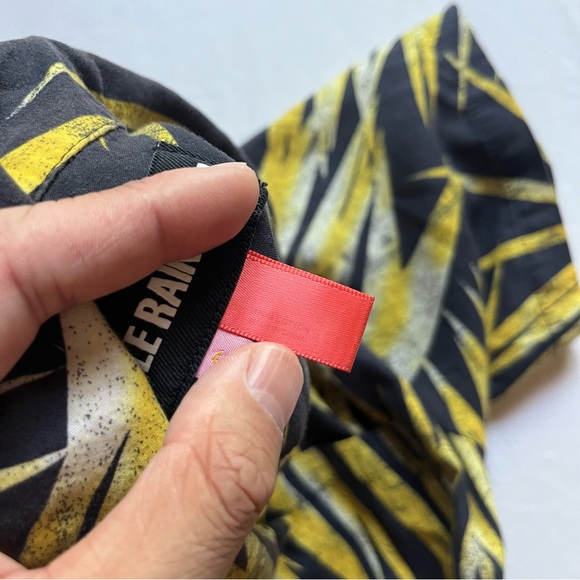 DOUBLE RAINBOUU black yellow leaf tree tropical print button up shirt - Picture 5 of 5